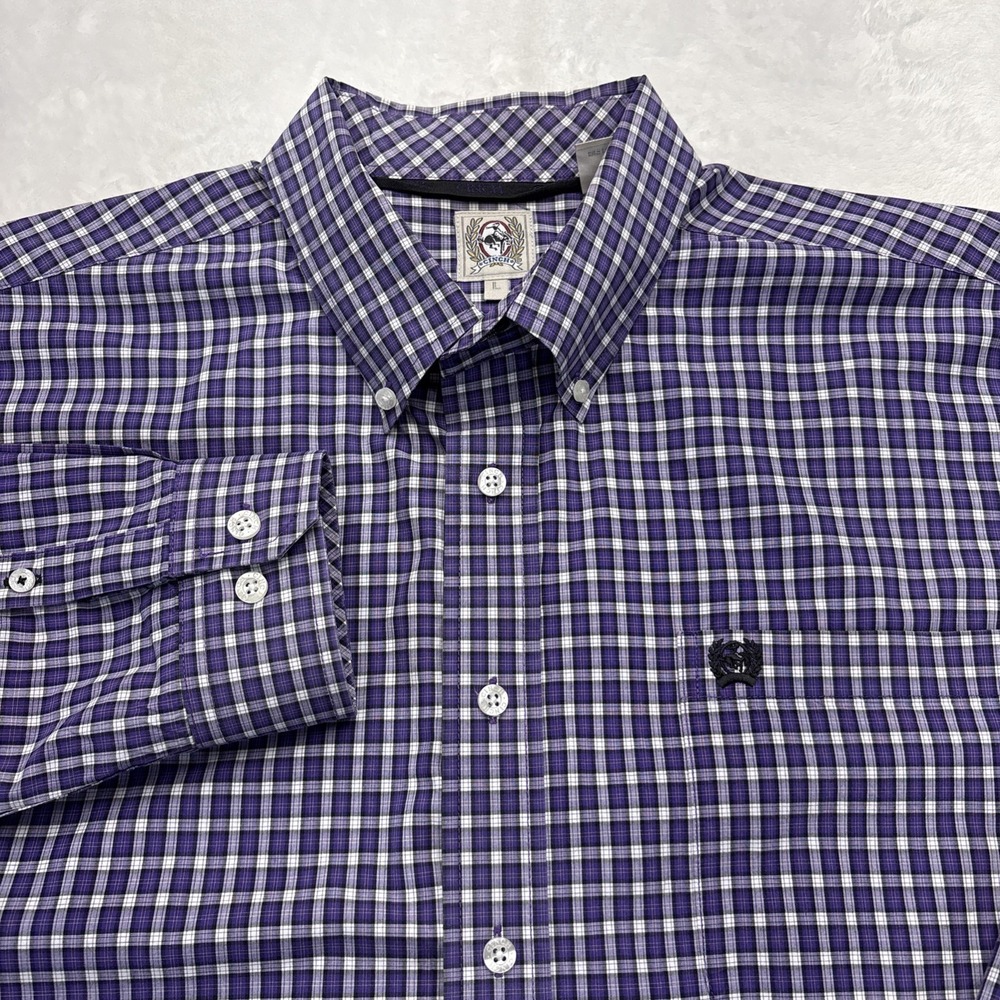 Cinch Mens Large Purple Plaid Western Rodeo Cowboy LS Shirt Country Concert
